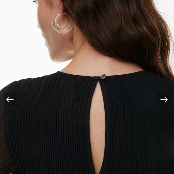 WILFRED Daydreamer Mini Dress Black Pleated Chiffon Long Sleeve L Aritzia - Picture 5 of 16
